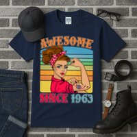 Awesome Since 1963 60th Birthday Messy Bun Rosie The Riveter Tall T-Shirt