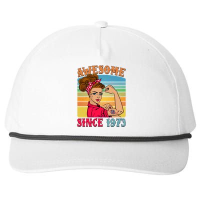 Awesome Since 1973 50th Birthday Messy Bun Rosie The Riveter Snapback Five-Panel Rope Hat