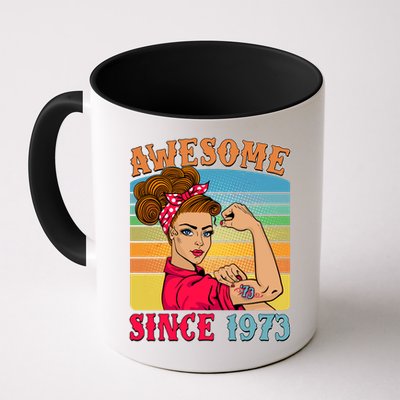 Awesome Since 1973 50th Birthday Messy Bun Rosie The Riveter Mug