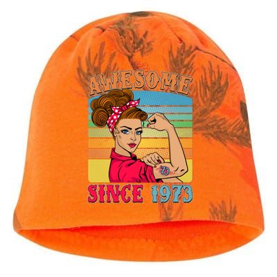 Awesome Since 1973 50th Birthday Messy Bun Rosie The Riveter Kati - Camo Knit Beanie