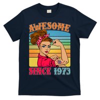 Awesome Since 1973 50th Birthday Messy Bun Rosie The Riveter T-Shirt