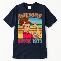 Awesome Since 1973 50th Birthday Messy Bun Rosie The Riveter Tall T-Shirt