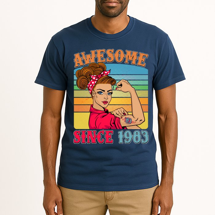 Awesome Since 1983 40th Birthday Messy Bun Rosie The Riveter Tall T-Shirt