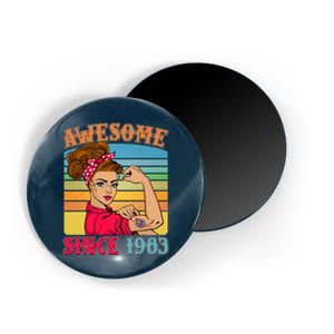 Awesome Since 1983 40th Birthday Messy Bun Rosie The Riveter Magnet