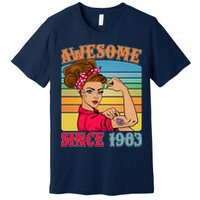 Awesome Since 1983 40th Birthday Messy Bun Rosie The Riveter Premium T-Shirt