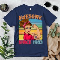 Awesome Since 1983 40th Birthday Messy Bun Rosie The Riveter Premium T-Shirt