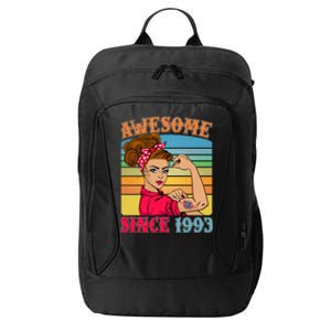 Awesome Since 1993 30th Birthday Messy Bun Rosie The Riveter City Backpack