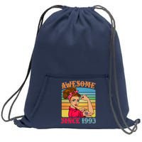 Awesome Since 1993 30th Birthday Messy Bun Rosie The Riveter Sweatshirt Cinch Pack Bag