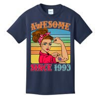 Awesome Since 1993 30th Birthday Messy Bun Rosie The Riveter Kids T-Shirt