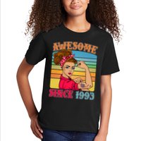 Awesome Since 1993 30th Birthday Messy Bun Rosie The Riveter Kids T-Shirt