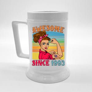 Awesome Since 1993 30th Birthday Messy Bun Rosie The Riveter Beer Stein