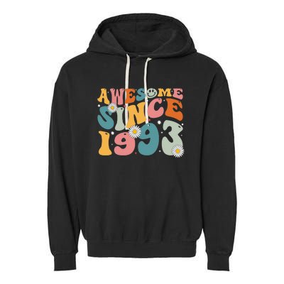 Awesome Since 1993 30th Birthday Retro Gifts Born In 1993 Garment-Dyed Fleece Hoodie