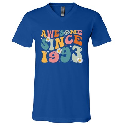 Awesome Since 1993 30th Birthday Retro Gifts Born In 1993 V-Neck T-Shirt