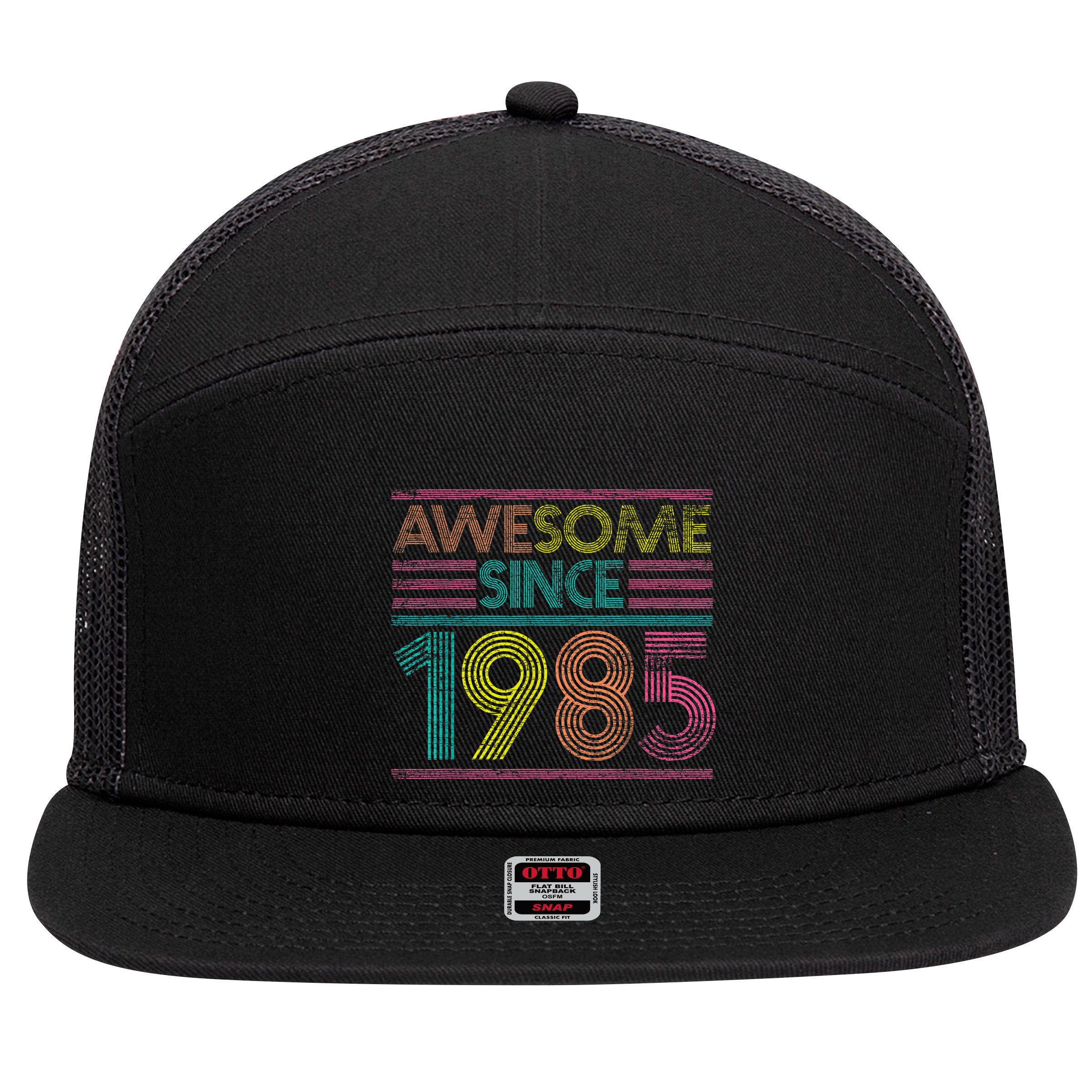 Awesome Since 1985 37th Birthday Present Gifts 37 Years Old 7 Panel Mesh Trucker Snapback Hat