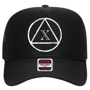 AA Sobriety 10 Yr Abstinence 10 Years Sober Anniversary Gift High Crown Mesh Back Trucker Hat