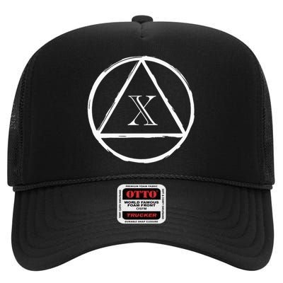 AA Sobriety 10 Yr Abstinence 10 Years Sober Anniversary Gift High Crown Mesh Back Trucker Hat