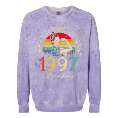 Awesome Since 1997 Vintage 1997 25th Birthday 25 Years Old Colorblast Crewneck Sweatshirt