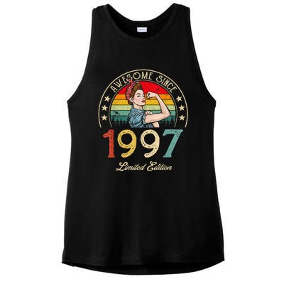 Awesome Since 1997 Vintage 1997 25th Birthday 25 Years Old Ladies PosiCharge Tri-Blend Wicking Tank