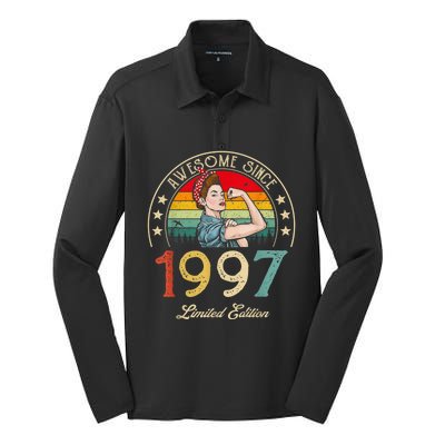 Awesome Since 1997 Vintage 1997 25th Birthday 25 Years Old Silk Touch Performance Long Sleeve Polo