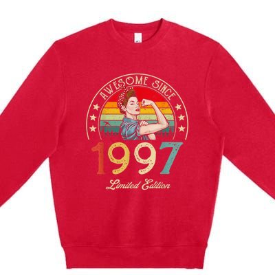 Awesome Since 1997 Vintage 1997 25th Birthday 25 Years Old Premium Crewneck Sweatshirt