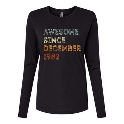 Awesome Since 1982 December Birthday 40 Years Old Womens Cotton Relaxed Long Sleeve T-Shirt