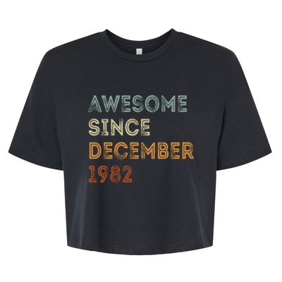 Awesome Since 1982 December Birthday 40 Years Old Bella+Canvas Jersey Crop Tee