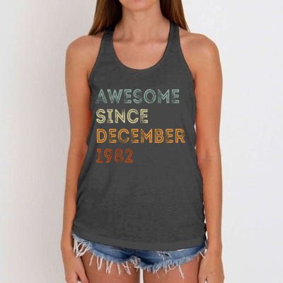 Awesome Since 1982 December Birthday 40 Years Old Women's Knotted Racerback Tank