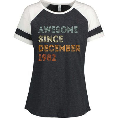 Awesome Since 1982 December Birthday 40 Years Old Enza Ladies Jersey Colorblock Tee