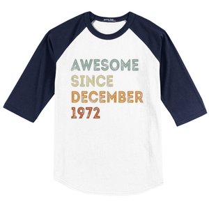 Awesome Since 1972 December Birthday 50 Years Old Baseball Sleeve Shirt