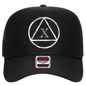 Aa Sobriety 10 Yr Abstinence 10 Years Sober Anniversary Gift High Crown Mesh Back Trucker Hat