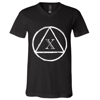 Aa Sobriety 10 Yr Abstinence 10 Years Sober Anniversary Gift V-Neck T-Shirt
