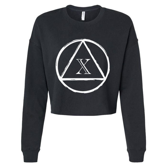 Aa Sobriety 10 Yr Abstinence 10 Years Sober Anniversary Gift Cropped Pullover Crew