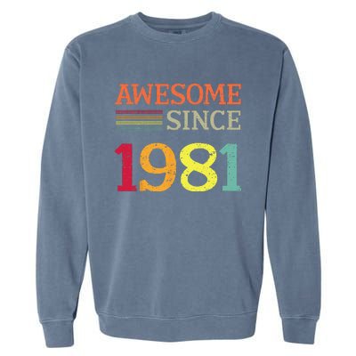 Awesome Since 1981 42th Birthday Retro Vintage Garment-Dyed Sweatshirt