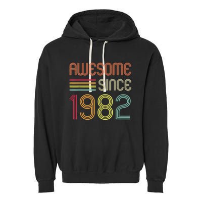 Awesome Since 1982 41st Birthday Retro Garment-Dyed Fleece Hoodie