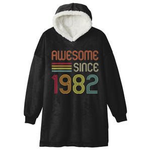 Awesome Since 1982 41st Birthday Retro Hooded Wearable Blanket