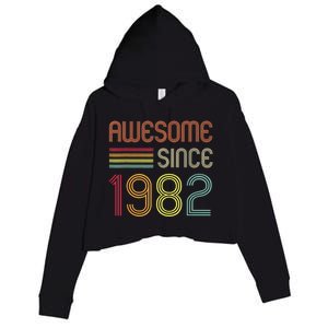 Awesome Since 1982 41st Birthday Retro Crop Fleece Hoodie