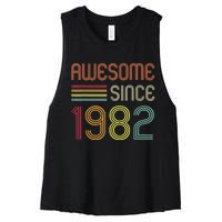 Awesome Since 1982 41st Birthday Retro Women's Racerback Cropped Tank