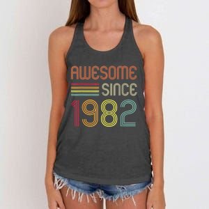 Awesome Since 1982 41st Birthday Retro Women's Knotted Racerback Tank