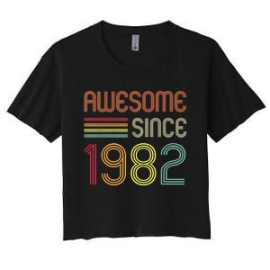 Awesome Since 1982 41st Birthday Retro Women's Crop Top Tee