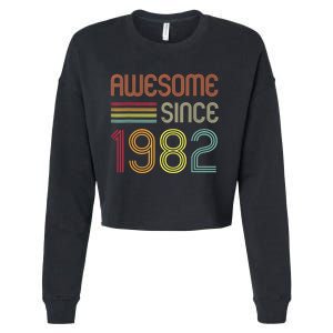 Awesome Since 1982 41st Birthday Retro Cropped Pullover Crew