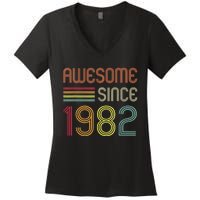 Awesome Since 1982 41st Birthday Retro Women's V-Neck T-Shirt