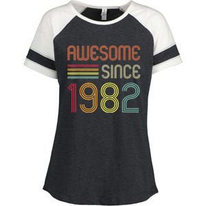 Awesome Since 1982 41st Birthday Retro Enza Ladies Jersey Colorblock Tee