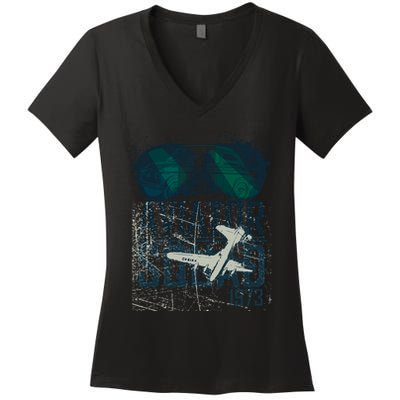 Aviator Squad 1973 Aviator Sunglasses Reflection Squad 1973 Women's V-Neck T-Shirt