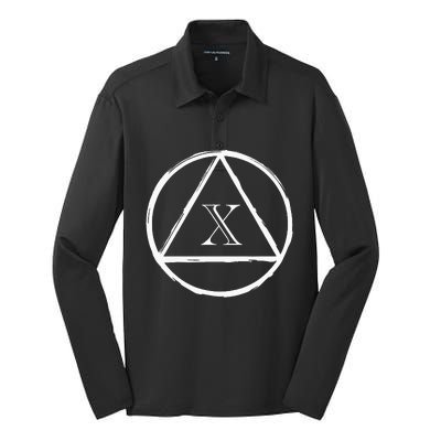 Aa Sobriety 10 Yr Abstinence 10 Years Sober Anniversary Silk Touch Performance Long Sleeve Polo