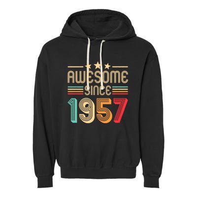 Awesome Since 1957 Birthday Retro Garment-Dyed Fleece Hoodie