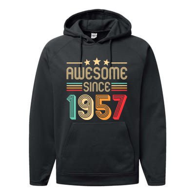 Awesome Since 1957 Birthday Retro Performance Fleece Hoodie