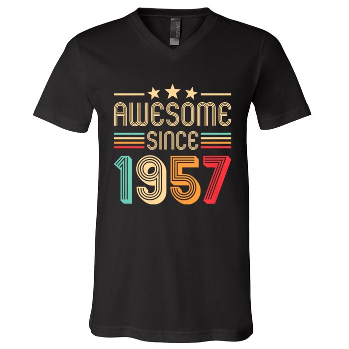 Awesome Since 1957 Birthday Retro V-Neck T-Shirt