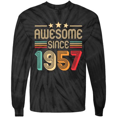 Awesome Since 1957 Birthday Retro Tie-Dye Long Sleeve Shirt