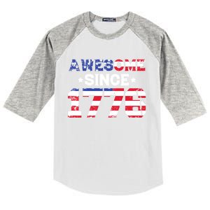 Awesome Since 1776 Patriotic Usa Flag Kids Colorblock Raglan Jersey