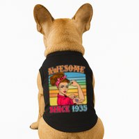 Awesome Since 1935 90th Birthday Messy Bun Rosie The Riveter Doggie Tank